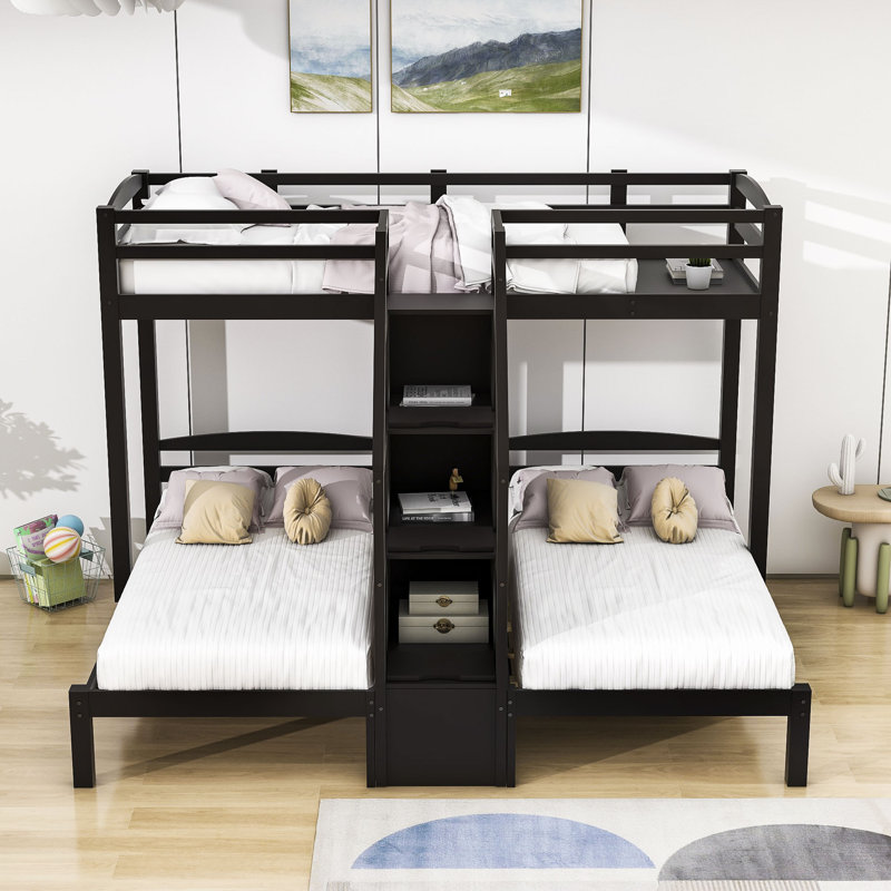 Harriet Bee Evenny Twin Over Twin Triple / Quad Bunk Bed with Shelves